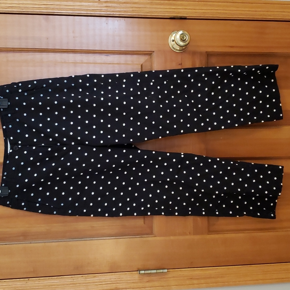 ORVIS Polka Dot Crop Pants Lightweight Black White Size 6